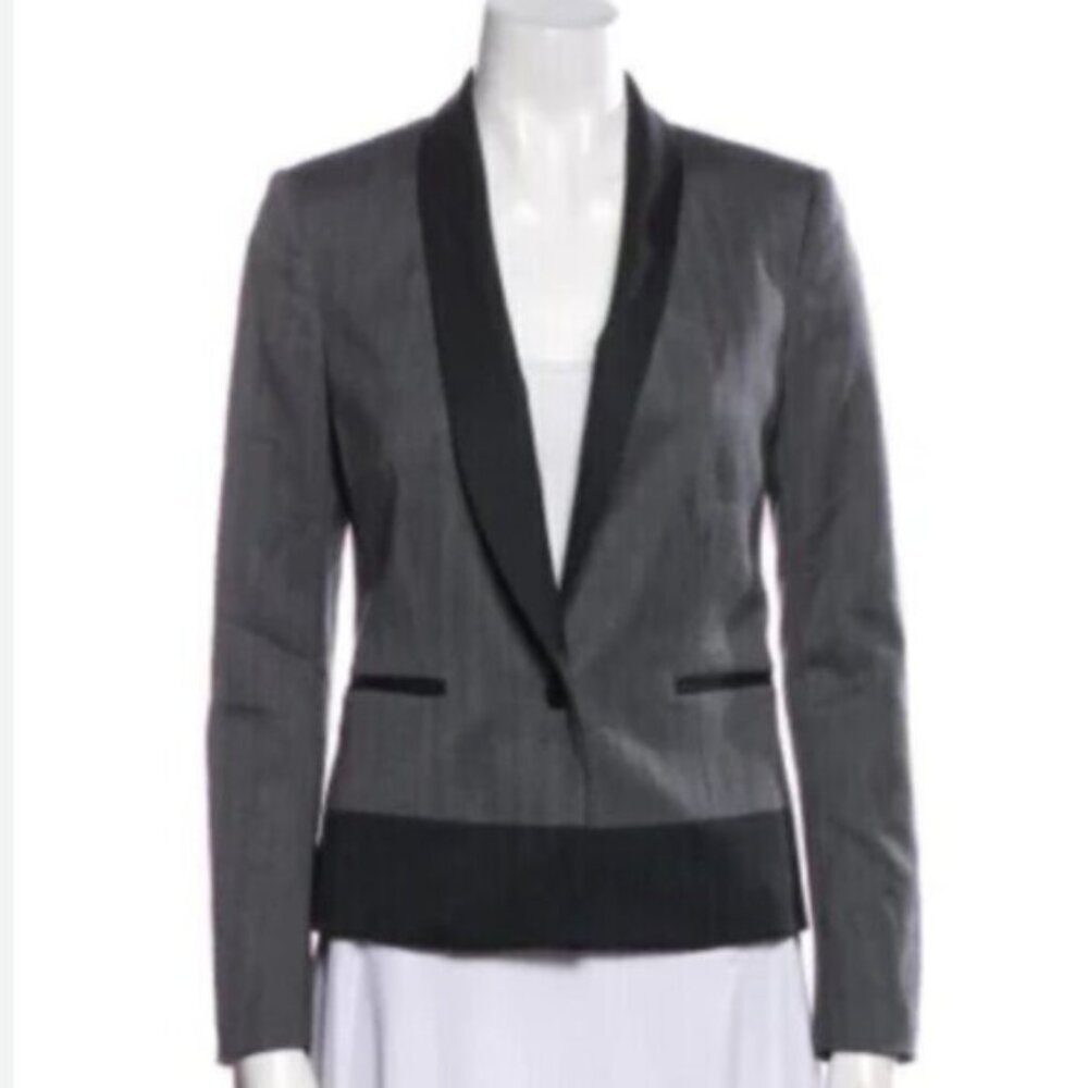 Rag & Bone Gray & Navy Blue Single Breasted Blazer
